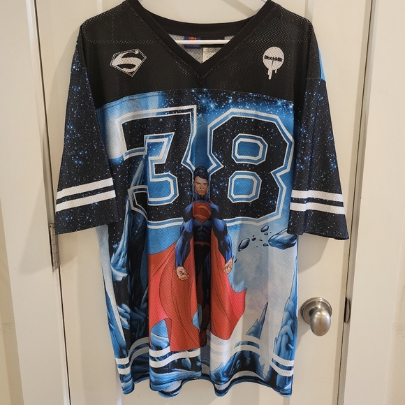 BlackMilk Superman Touchdown 38 Mesh Football Jersey - Size Large - Picture 1 of 8